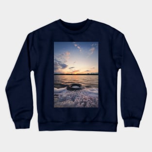 foamy tire in the lake water Crewneck Sweatshirt